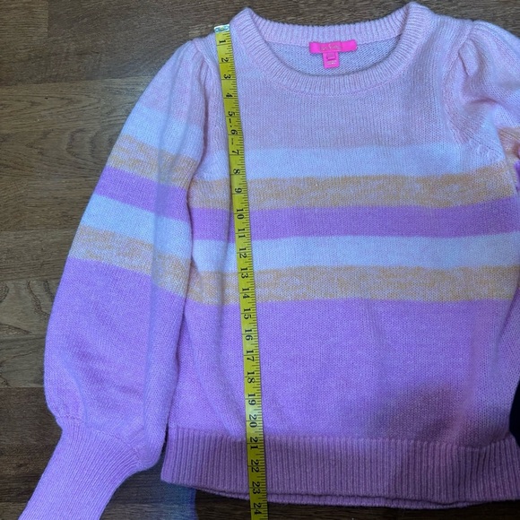 Lilly Pulitzer women’s size ex large ritza pink striped sweater ballon sleeve - Picture 7 of 10